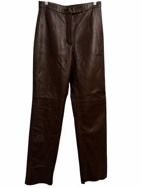 Siena Studio Brown Leather Straight Leg Pants